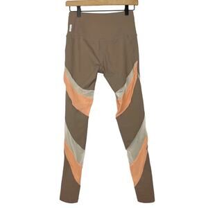 Zella | Brown Peach Cream Mesh Color Block High Waist Leggings
